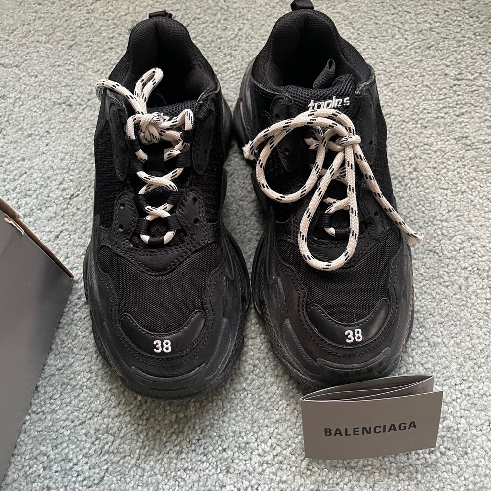 Authentic Balenciaga Triple S Black Sneakers